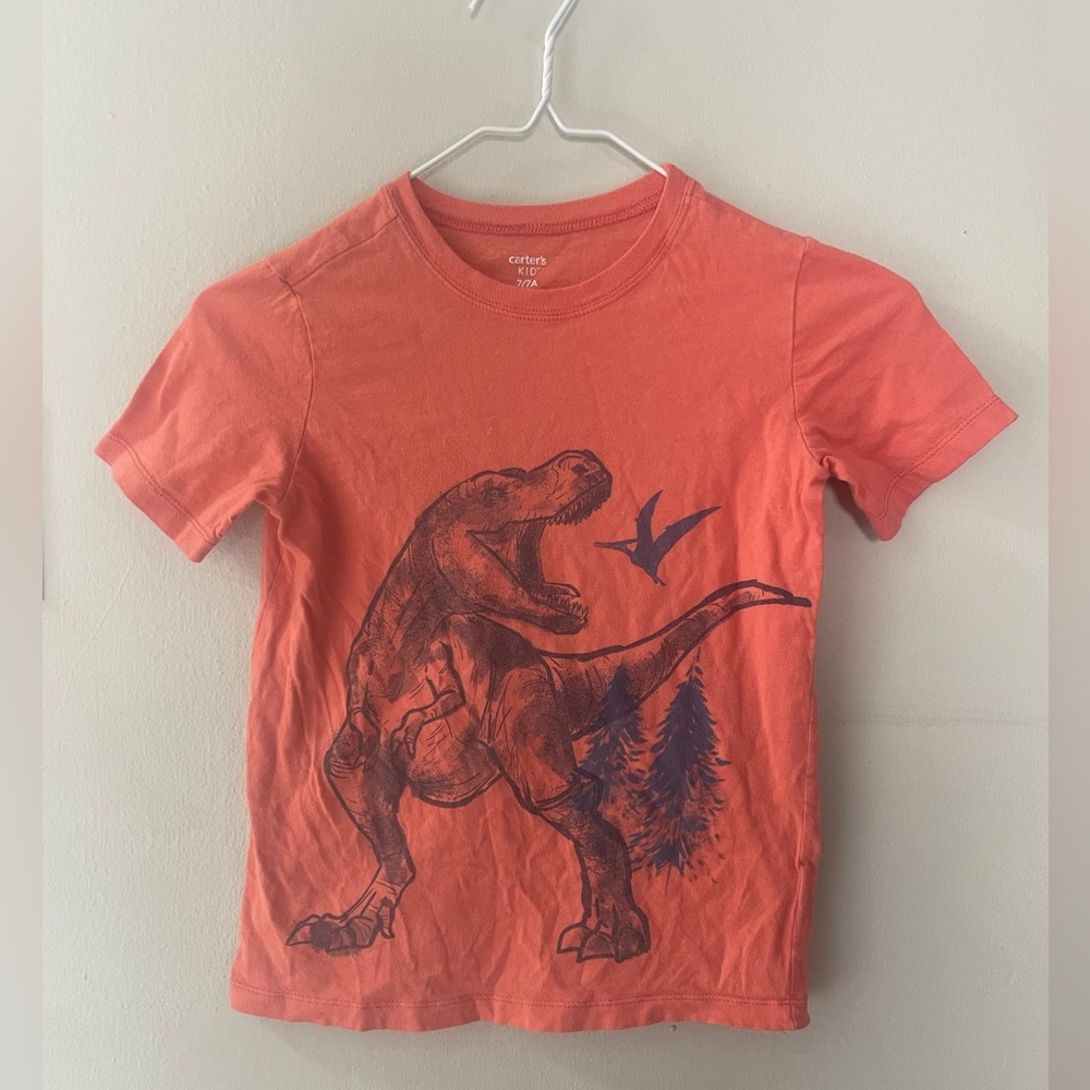 Boys size 7 Carter's Dinosaur Graphic T-Shirt - Orange Tote11